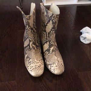 Free people snakeskin block booties